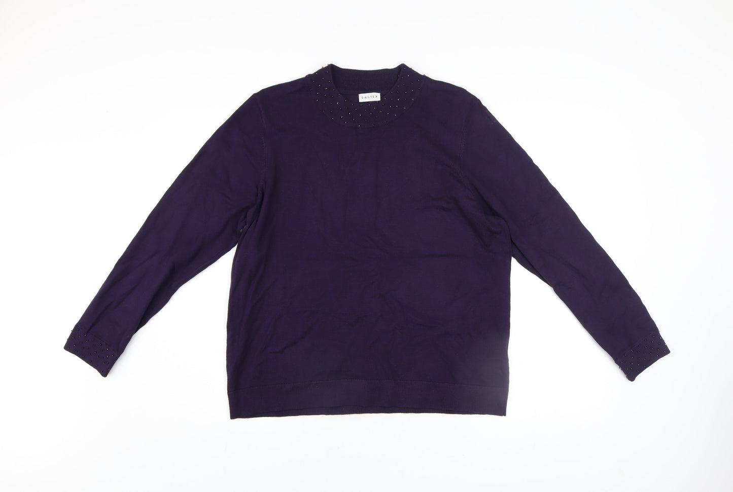 Eastex Women's Purple Beaded Crew Neck Long Sleeve Jumper Size 18