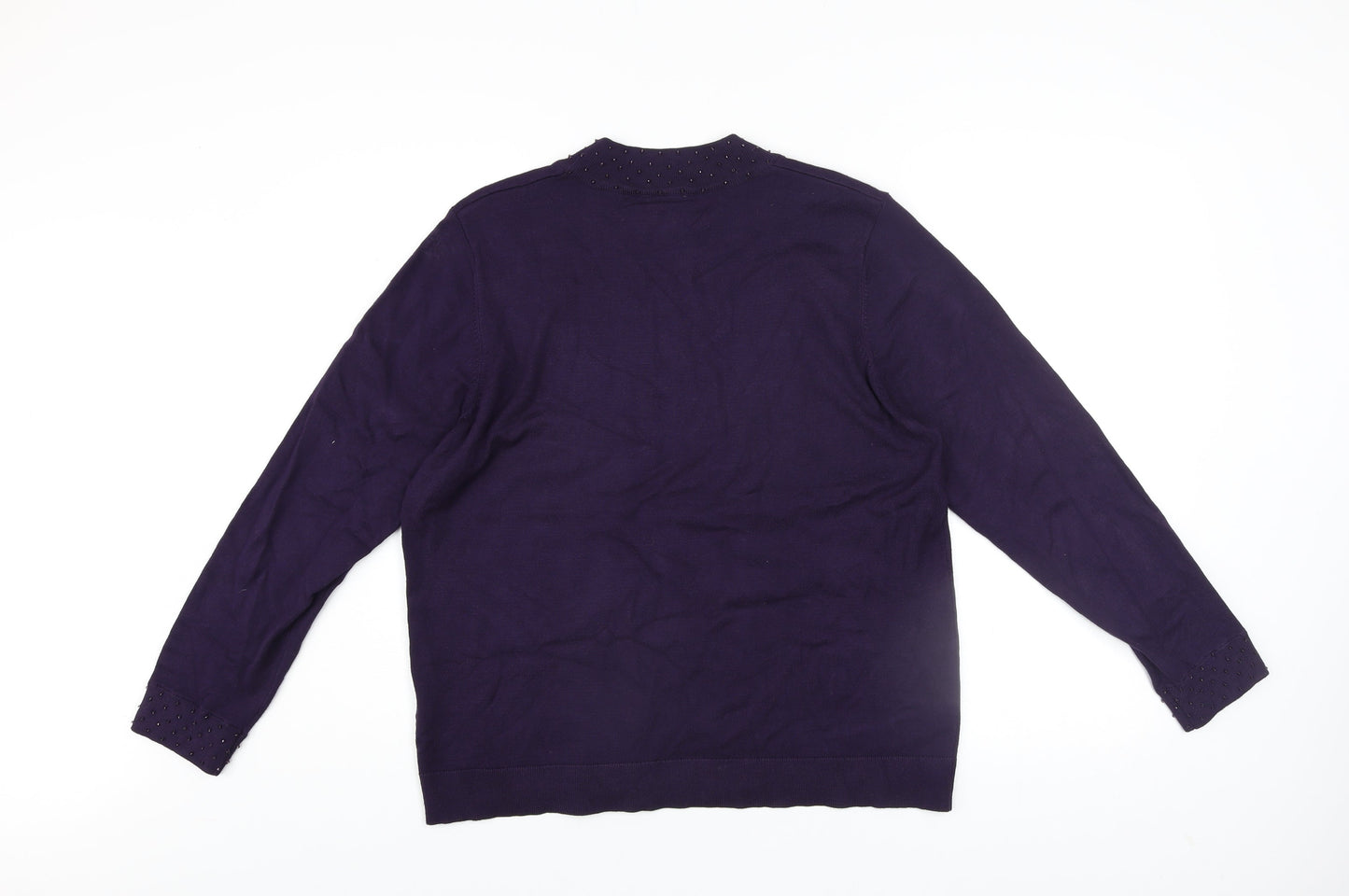 Eastex Women's Purple Beaded Crew Neck Long Sleeve Jumper Size 18