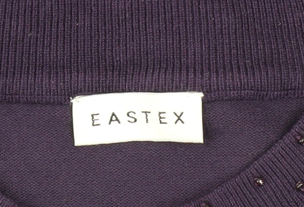Eastex Women's Purple Beaded Crew Neck Long Sleeve Jumper Size 18
