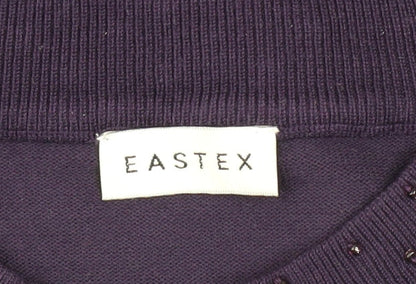 Eastex Women's Purple Beaded Crew Neck Long Sleeve Jumper Size 18