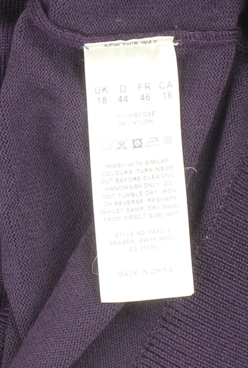 Eastex Women's Purple Beaded Crew Neck Long Sleeve Jumper Size 18