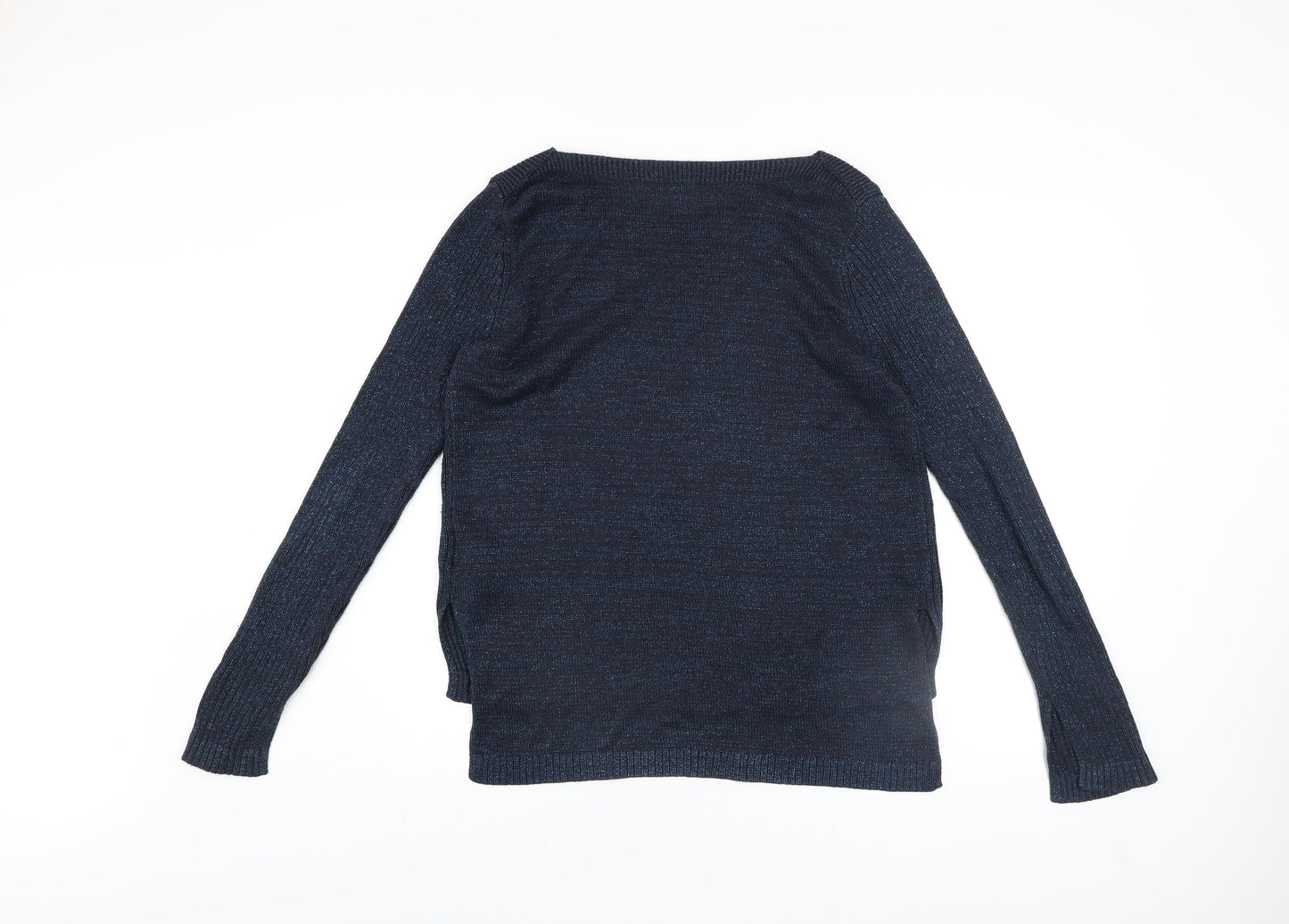 H&M Women’s Blue Ribbed Knit Crew Neck Jumper Size 12