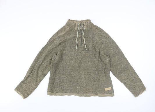 Weird Fish Men's Beige 1/4 Zip Knit Sweatshirt XL Regular Fit