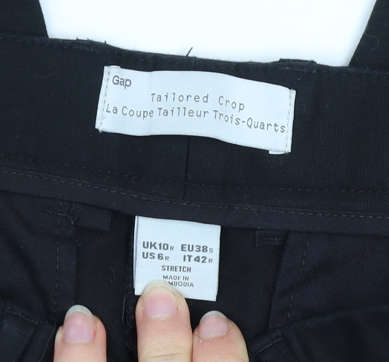 Gap Women Black Tailored Crop Trousers Size 10 Cotton Stretch