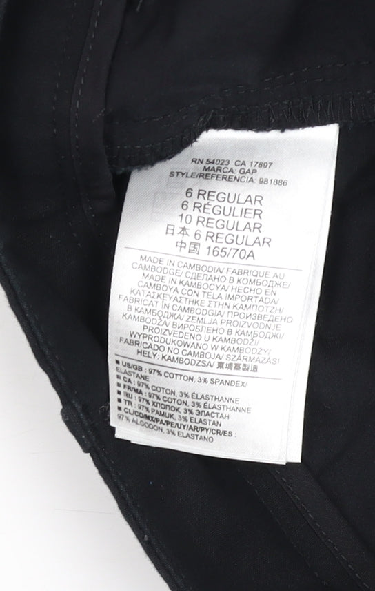 Gap Women Black Tailored Crop Trousers Size 10 Cotton Stretch