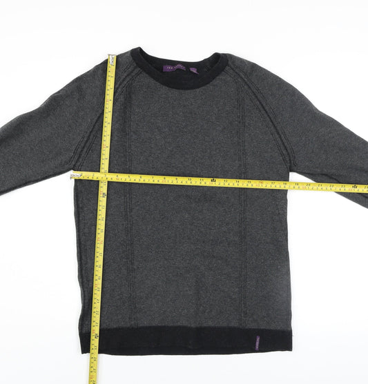Ted Baker Men Grey Wool Cotton Crew Neck Jumper Size M