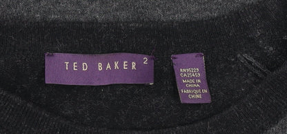 Ted Baker Men Grey Wool Cotton Crew Neck Jumper Size M