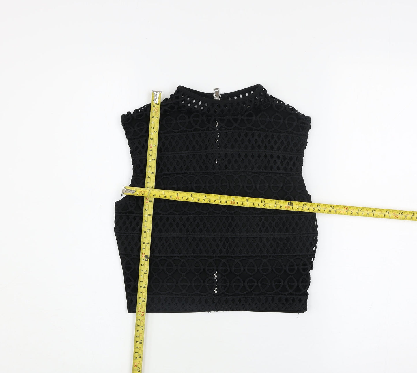 Womens UK Size 6 River Island Black Cropped Tank