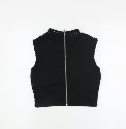 Womens UK Size 6 River Island Black Cropped Tank