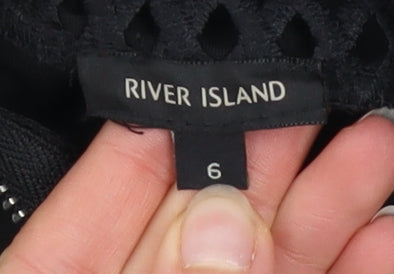 Womens UK Size 6 River Island Black Cropped Tank