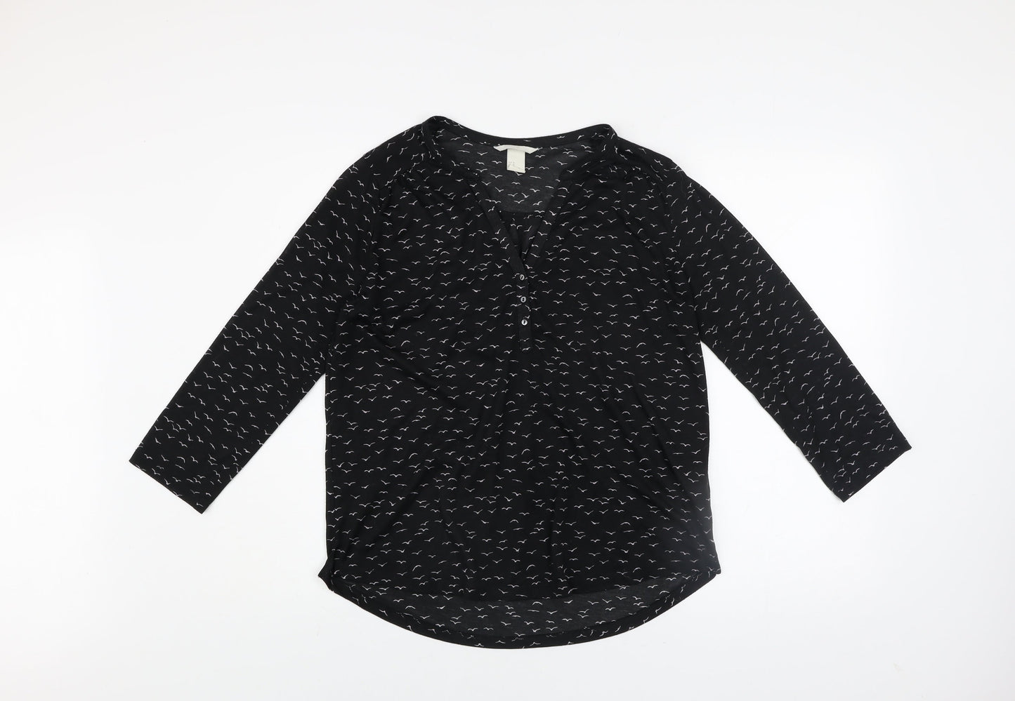 Womens UK Size 12 H&M Black Basic Blouse