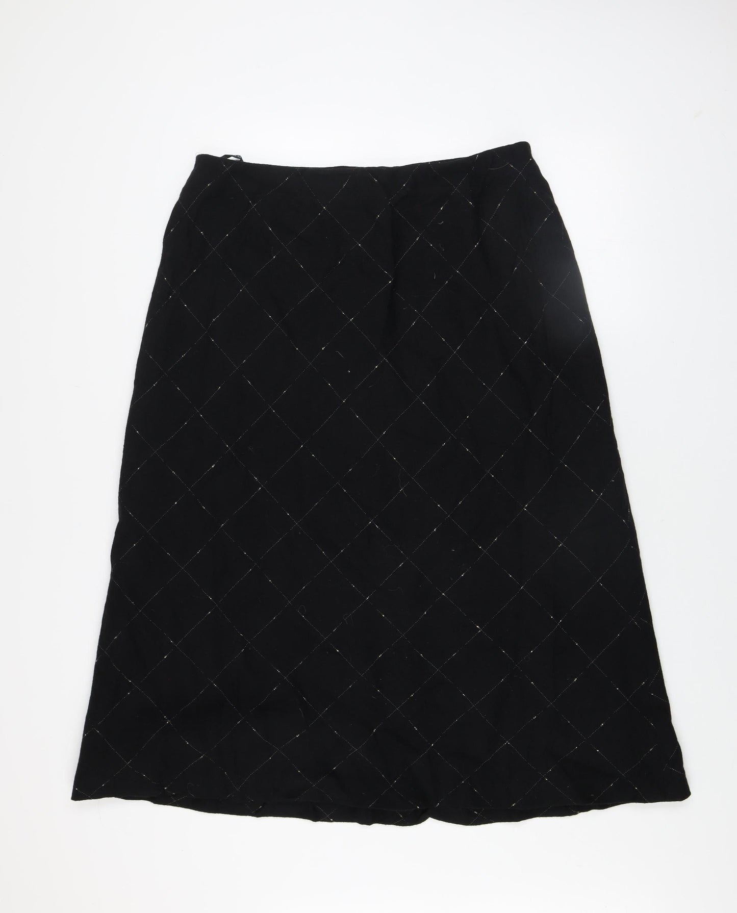 Alexon Women's Black Wool A-Line Quilted Midi Skirt Size 20