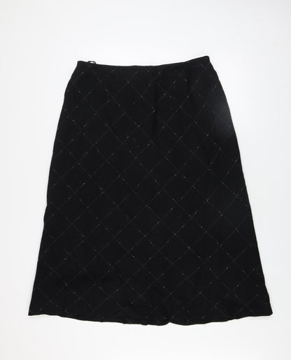 Alexon Women's Black Wool A-Line Quilted Midi Skirt Size 20