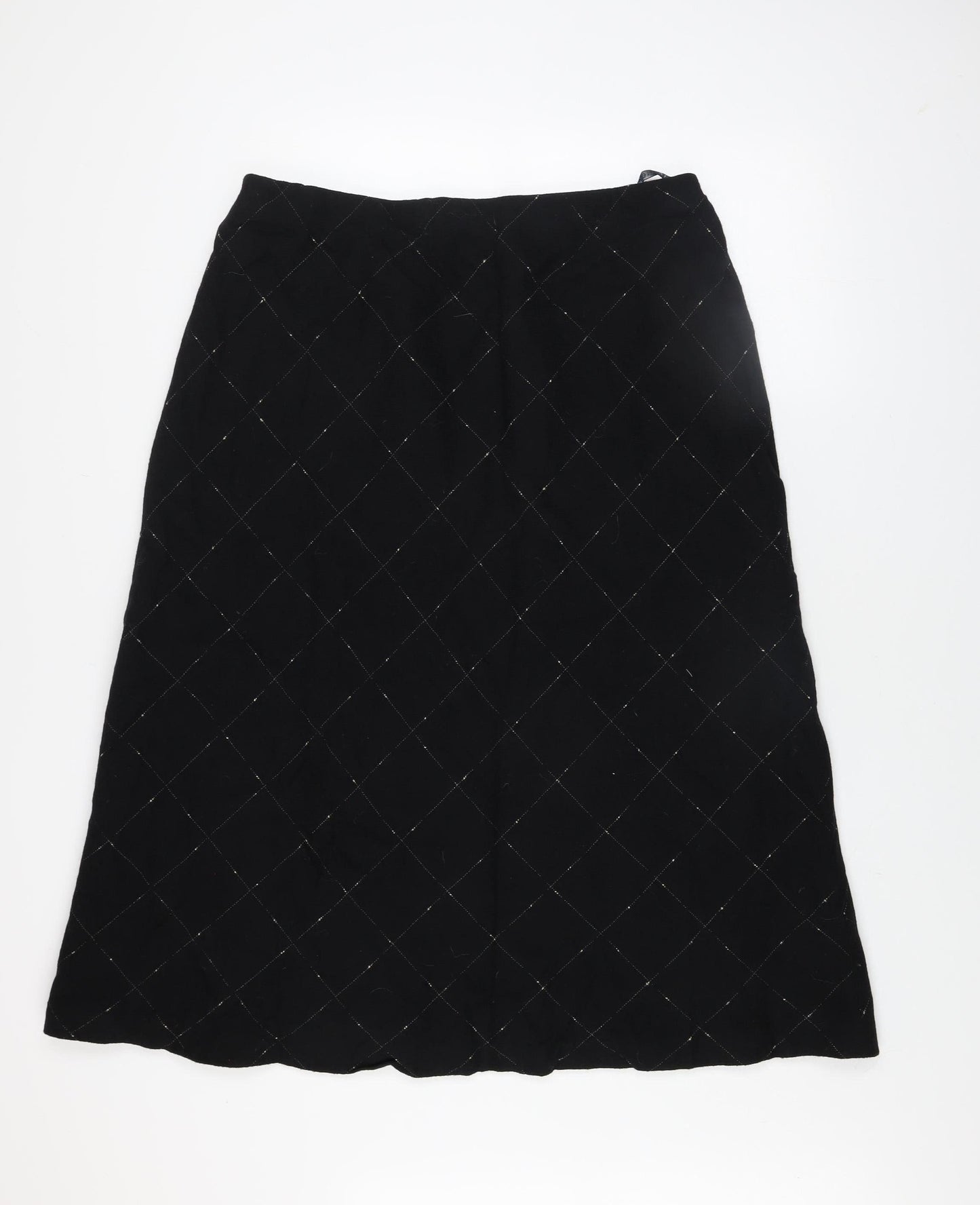 Alexon Women's Black Wool A-Line Quilted Midi Skirt Size 20