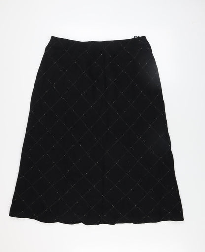 Alexon Women's Black Wool A-Line Quilted Midi Skirt Size 20