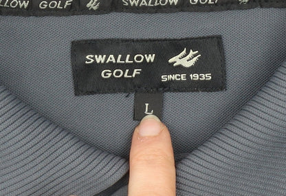 Swallow Golf Men’s Grey Large Polo Shirt 100% Nylon Activewear Top