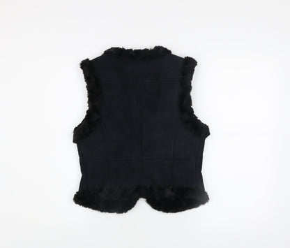 Principles Women's Black Faux Fur Trim Waistcoat Size 10