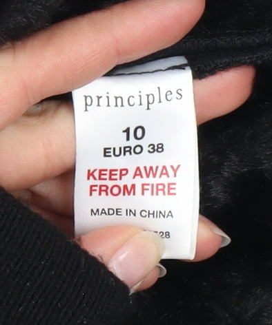 Principles Women's Black Faux Fur Trim Waistcoat Size 10