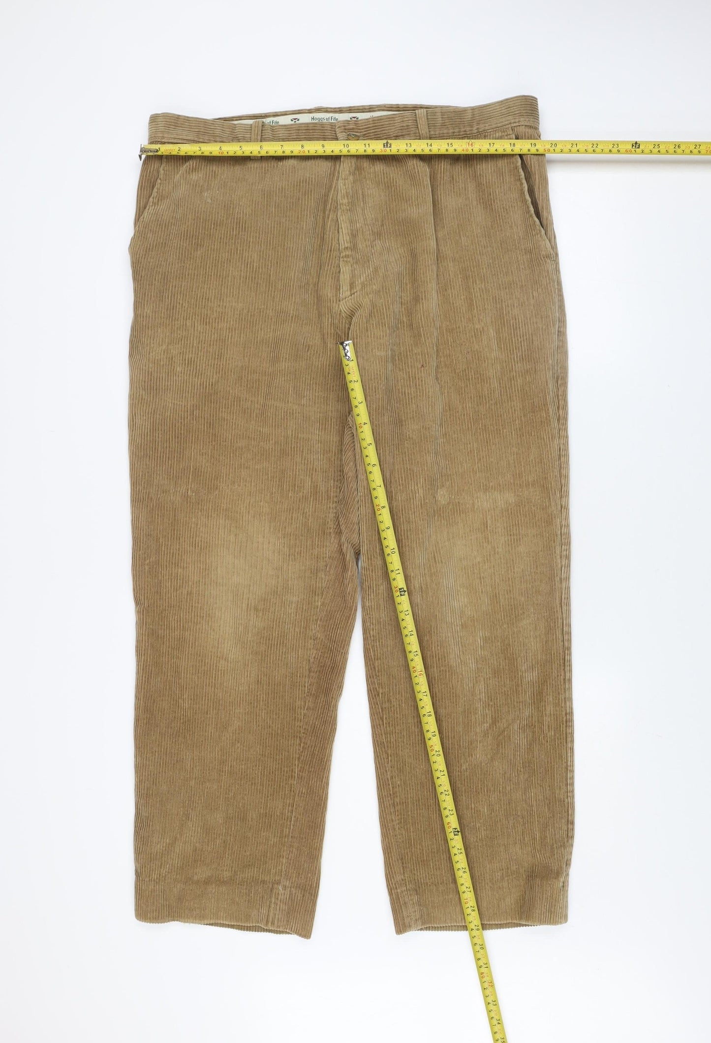 Hoggs of Fife Men's Beige Corduroy Trousers 40W 29L Cotton Regular Fit
