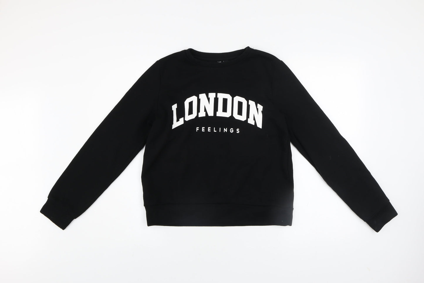 Womens UK Size S Pieces Black Pullover Sweatshirt