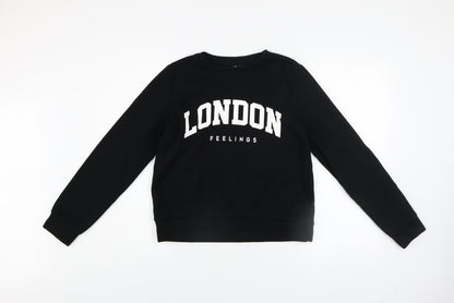 Womens UK Size S Pieces Black Pullover Sweatshirt