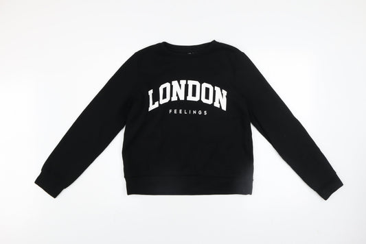 Womens UK Size S Pieces Black Pullover Sweatshirt