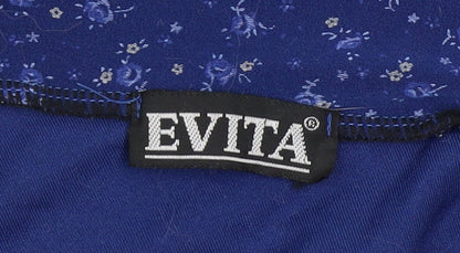 Womens UK Size M Evita Blue Basic T-Shirt