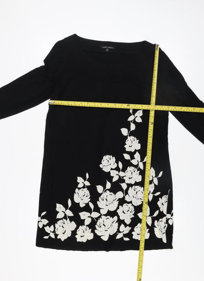 Laura Ashley Womens Black Floral Shift Dress Size 16 3/4 Sleeve