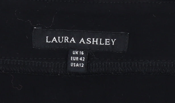 Laura Ashley Womens Black Floral Shift Dress Size 16 3/4 Sleeve
