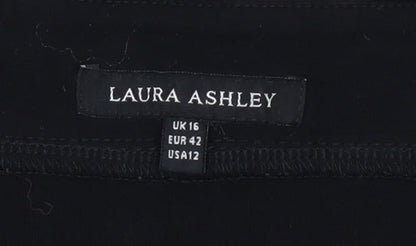 Laura Ashley Womens Black Floral Shift Dress Size 16 3/4 Sleeve