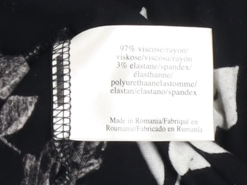 Laura Ashley Womens Black Floral Shift Dress Size 16 3/4 Sleeve