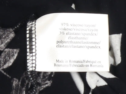 Laura Ashley Womens Black Floral Shift Dress Size 16 3/4 Sleeve