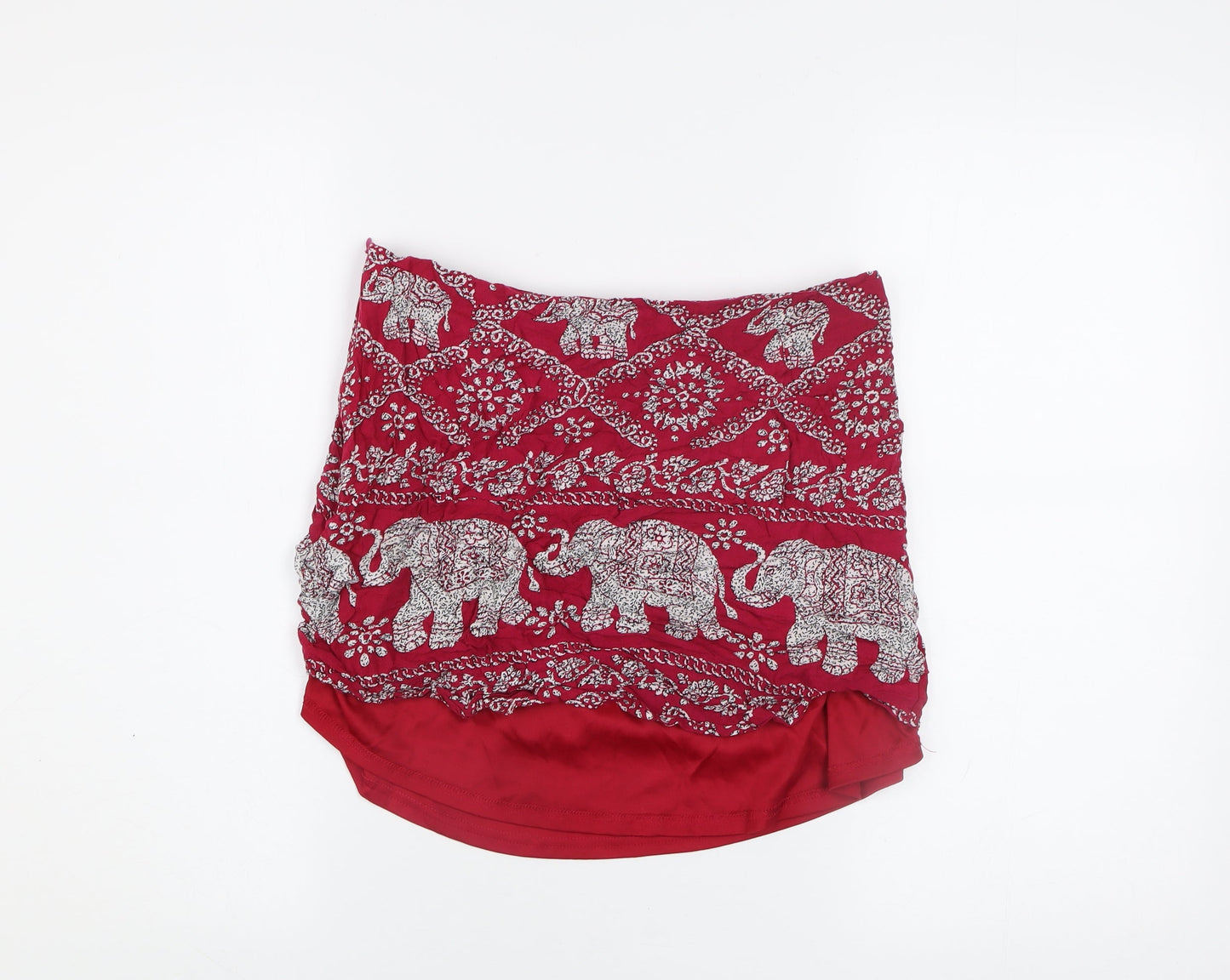 PrettyLittleThing Women’s Red Elephant Print Cotton Mini Skirt Size 12