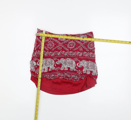 PrettyLittleThing Women’s Red Elephant Print Cotton Mini Skirt Size 12