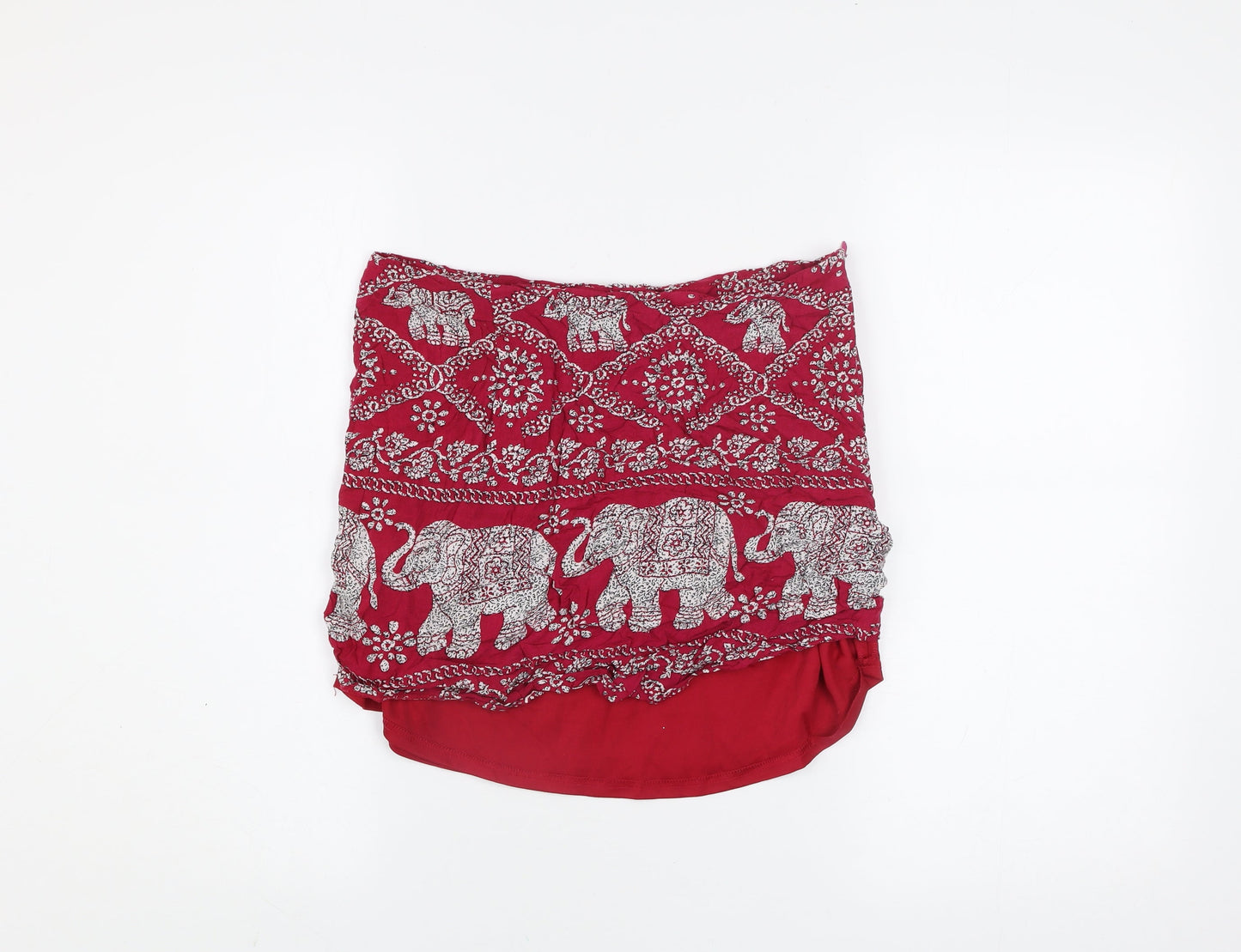 PrettyLittleThing Women’s Red Elephant Print Cotton Mini Skirt Size 12