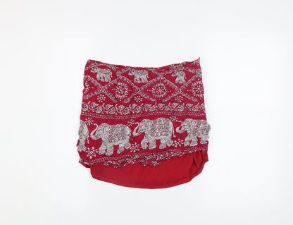 PrettyLittleThing Women’s Red Elephant Print Cotton Mini Skirt Size 12