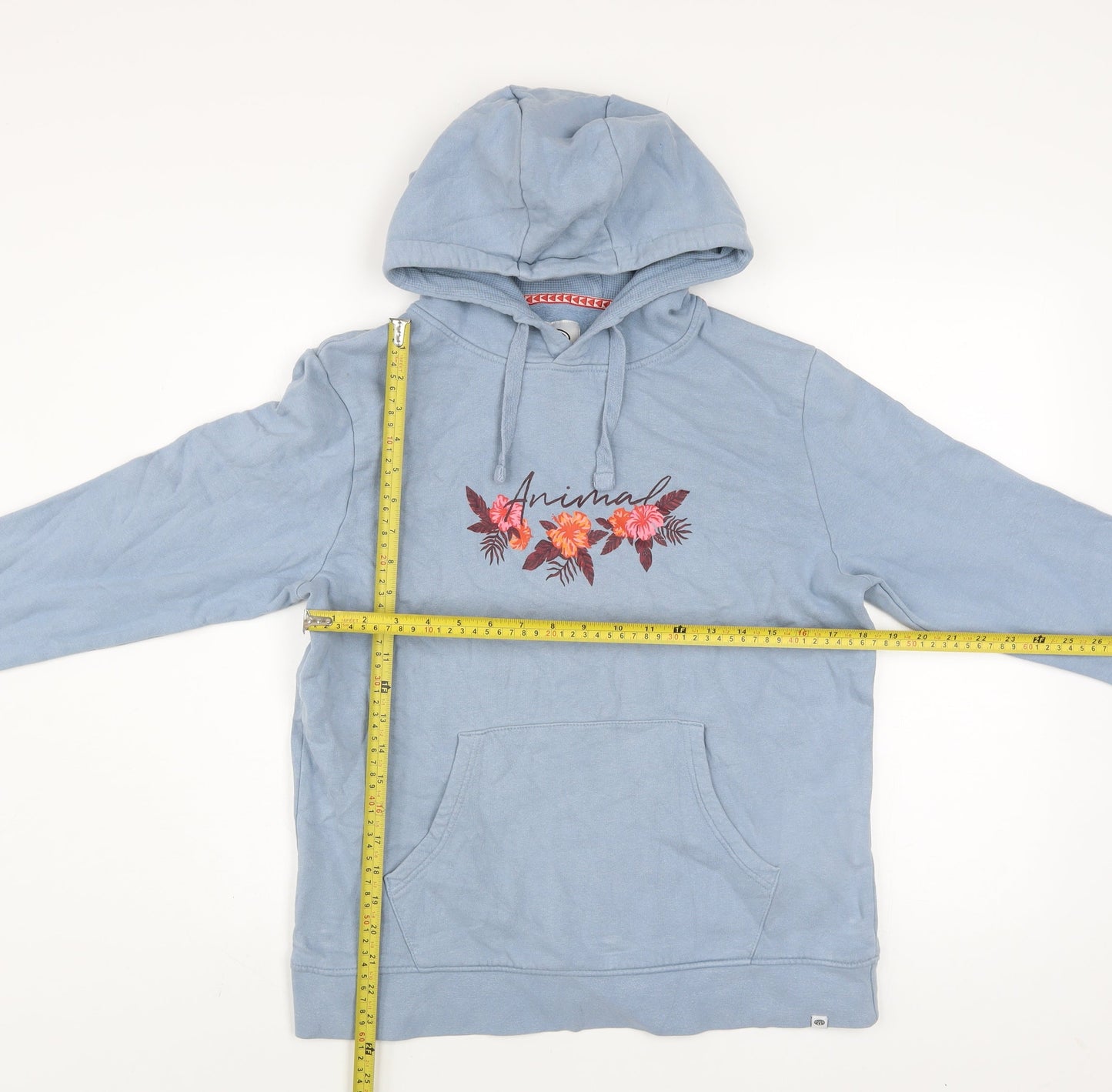 Animal Womens Blue Pullover Hoodie UK 12 Organic Cotton Floral Logo