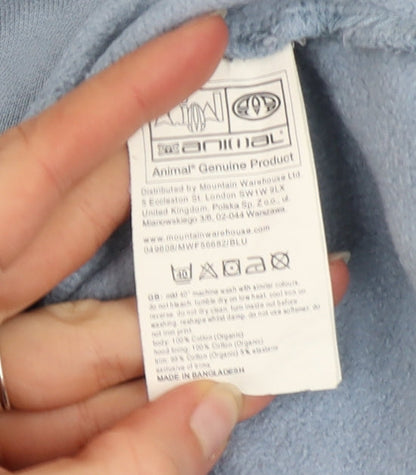 Animal Womens Blue Pullover Hoodie UK 12 Organic Cotton Floral Logo