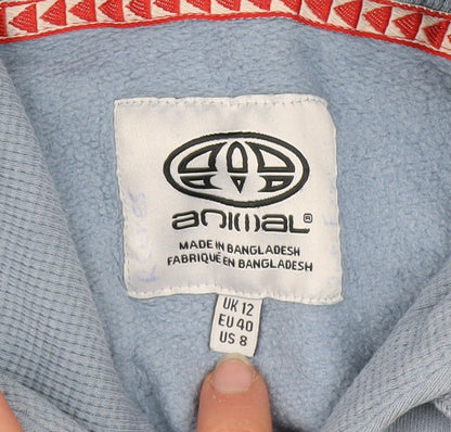 Animal Womens Blue Pullover Hoodie UK 12 Organic Cotton Floral Logo