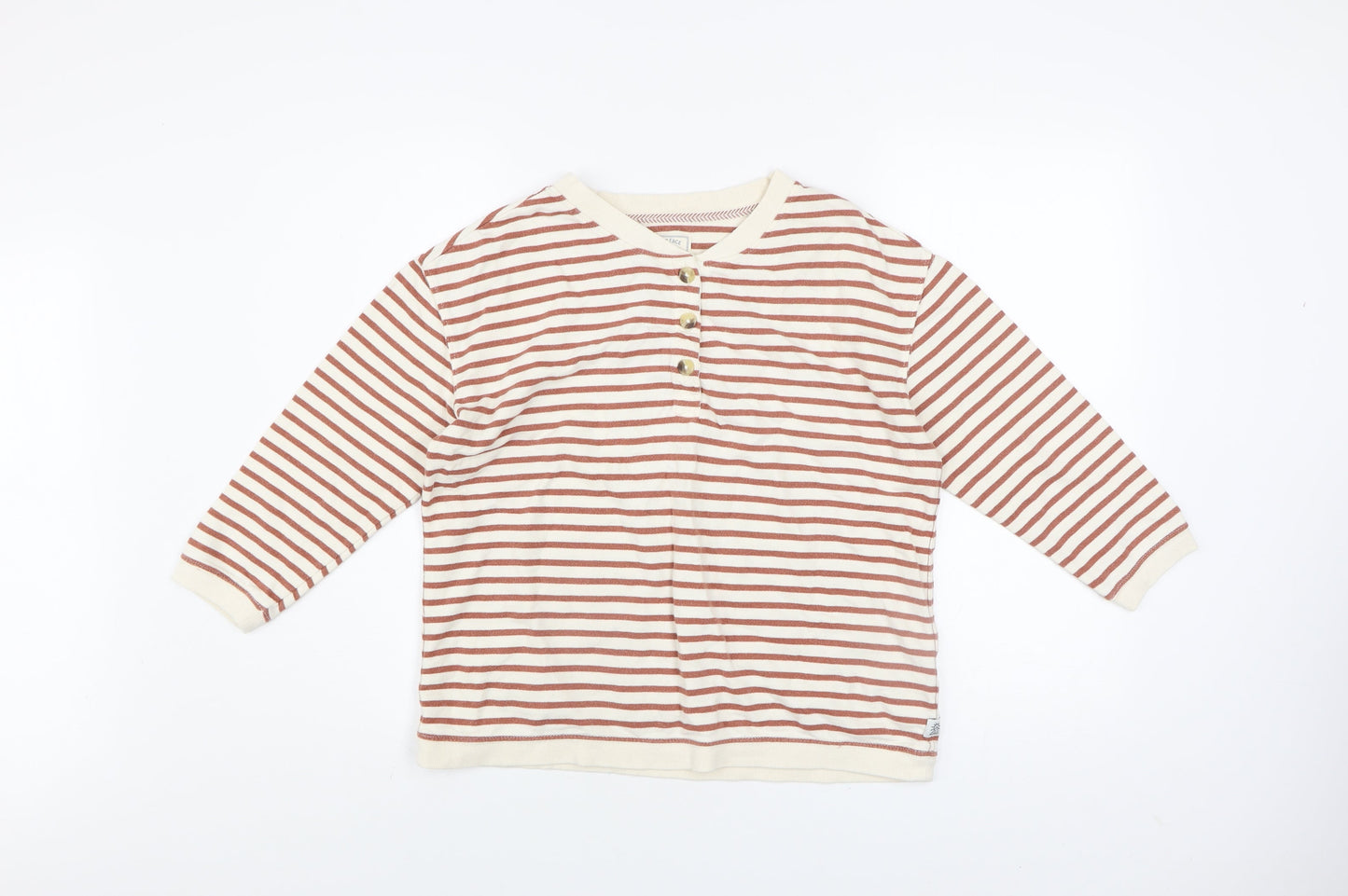 Womens UK Size 10 Fat Face Beige Henley Sweatshirt
