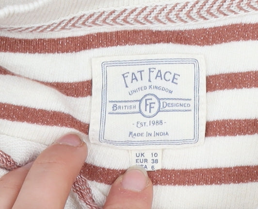 Womens UK Size 10 Fat Face Beige Henley Sweatshirt