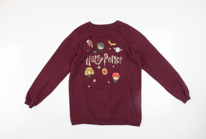 Harry Potter Girls Red Pullover Sweatshirt 12-13 Years Fleece Graphic Print