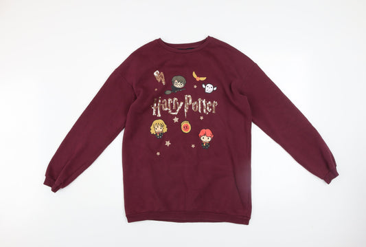 Harry Potter Girls Red Pullover Sweatshirt 12-13 Years Fleece Graphic Print