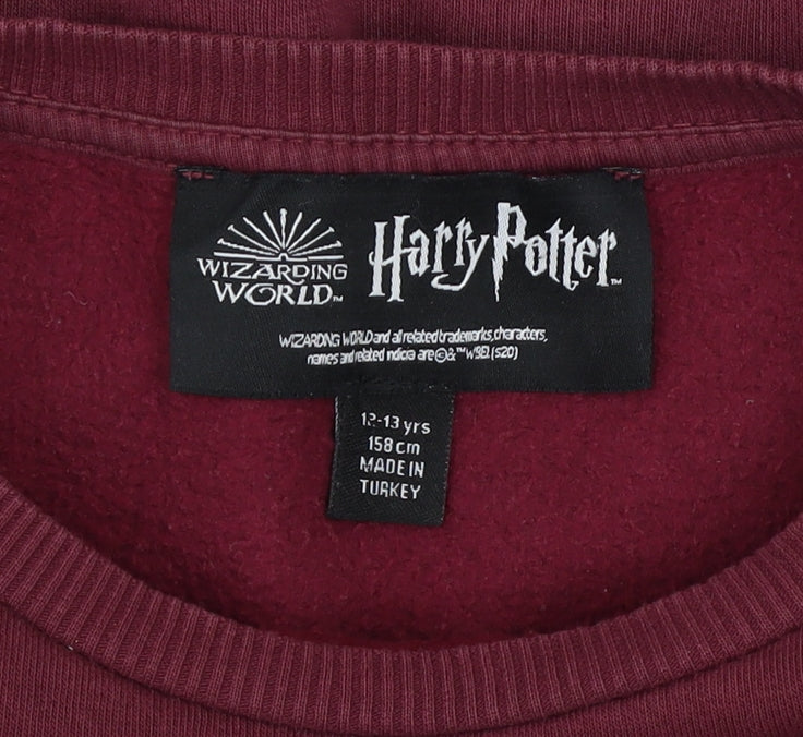 Harry Potter Girls Red Pullover Sweatshirt 12-13 Years Fleece Graphic Print