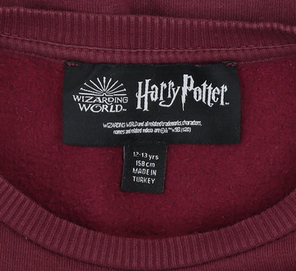 Harry Potter Girls Red Pullover Sweatshirt 12-13 Years Fleece Graphic Print