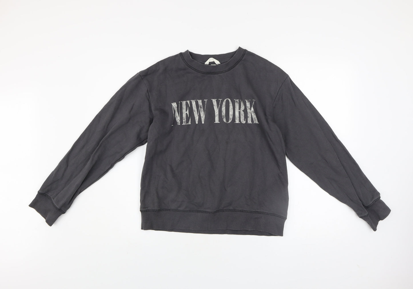H&M Womens Black New York Pullover Sweatshirt XS Cotton Blend