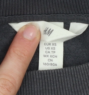 H&M Womens Black New York Pullover Sweatshirt XS Cotton Blend