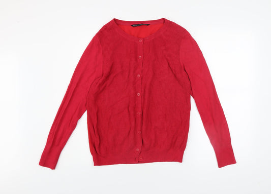 Betty Jackson Black Women's Red Size 14 Crew Neck Cardigan