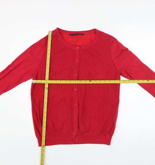 Betty Jackson Black Women's Red Size 14 Crew Neck Cardigan