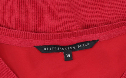Betty Jackson Black Women's Red Size 14 Crew Neck Cardigan